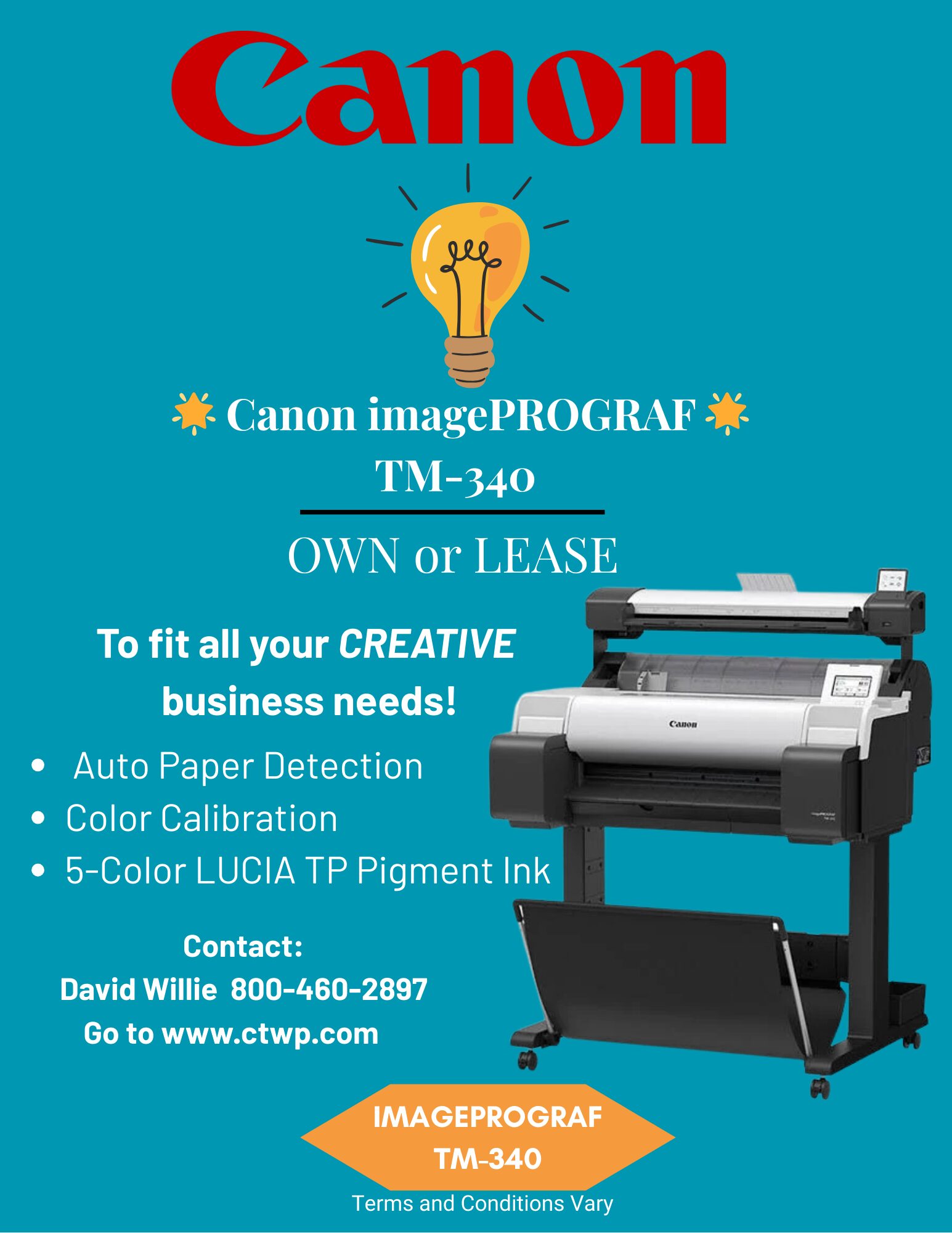 Canon imagePROGRAF TM-340 Wide Print Poster Machine CTWP